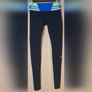 LULULEMON Black Leggings with Blue and Green Accents